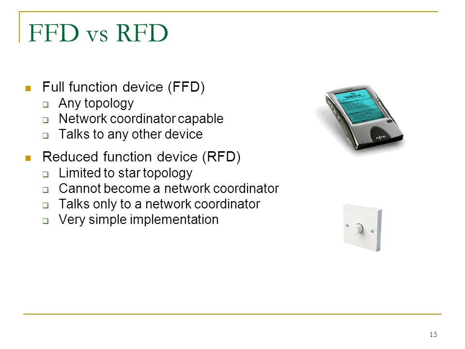 FFD vs RFD Full function device (FFD) Reduced function device (RFD)
