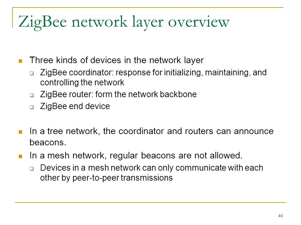 ZigBee network layer overview