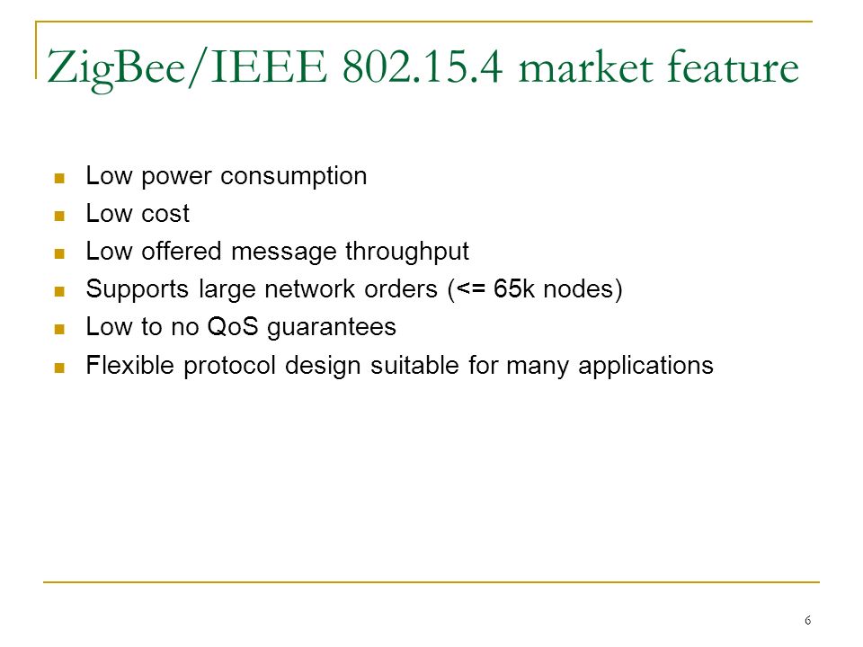 ZigBee/IEEE market feature