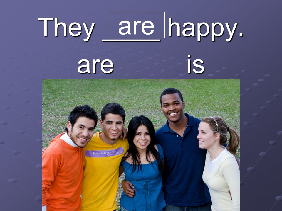 They ____ happy. are is are