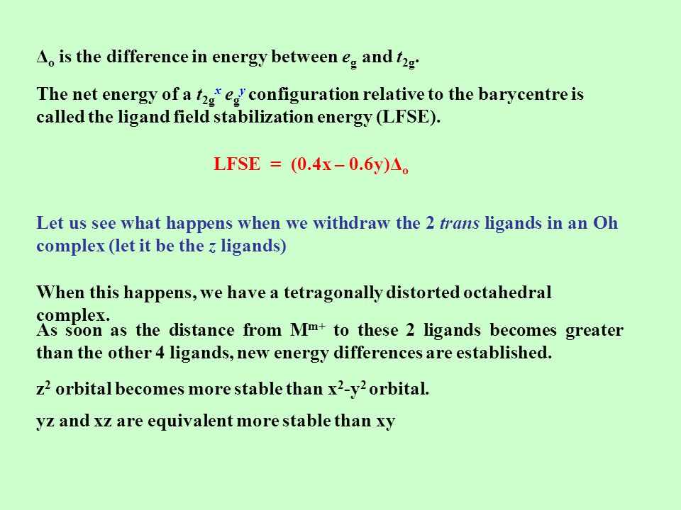 Δo is the difference in energy between eg and t2g.