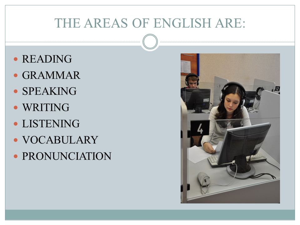 THE AREAS OF ENGLISH ARE: