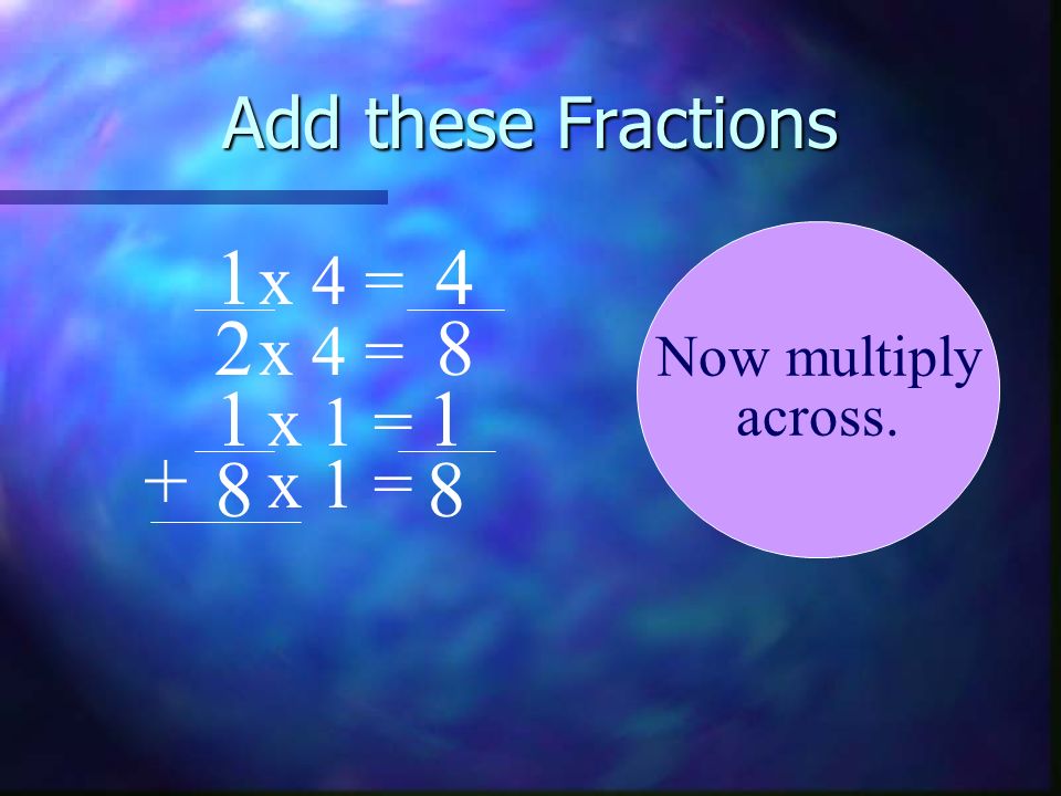 Add these Fractions x 4 = x 4 = x 1 = x 1 =
