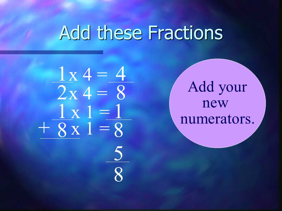 Add these Fractions x 4 = x 4 = x 1 = x 1 =