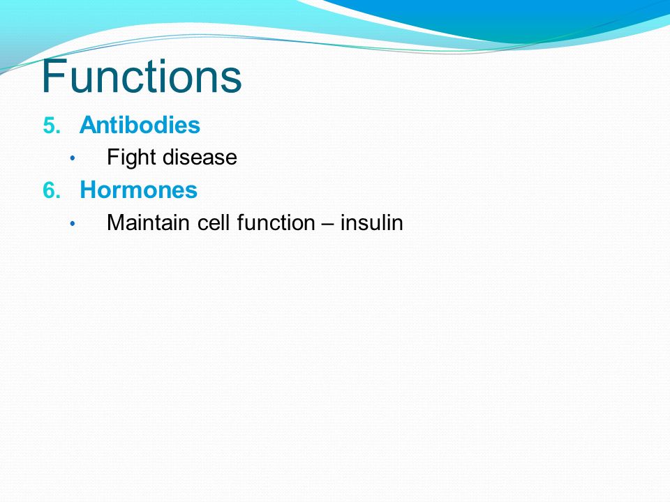 Functions Antibodies Hormones Fight disease