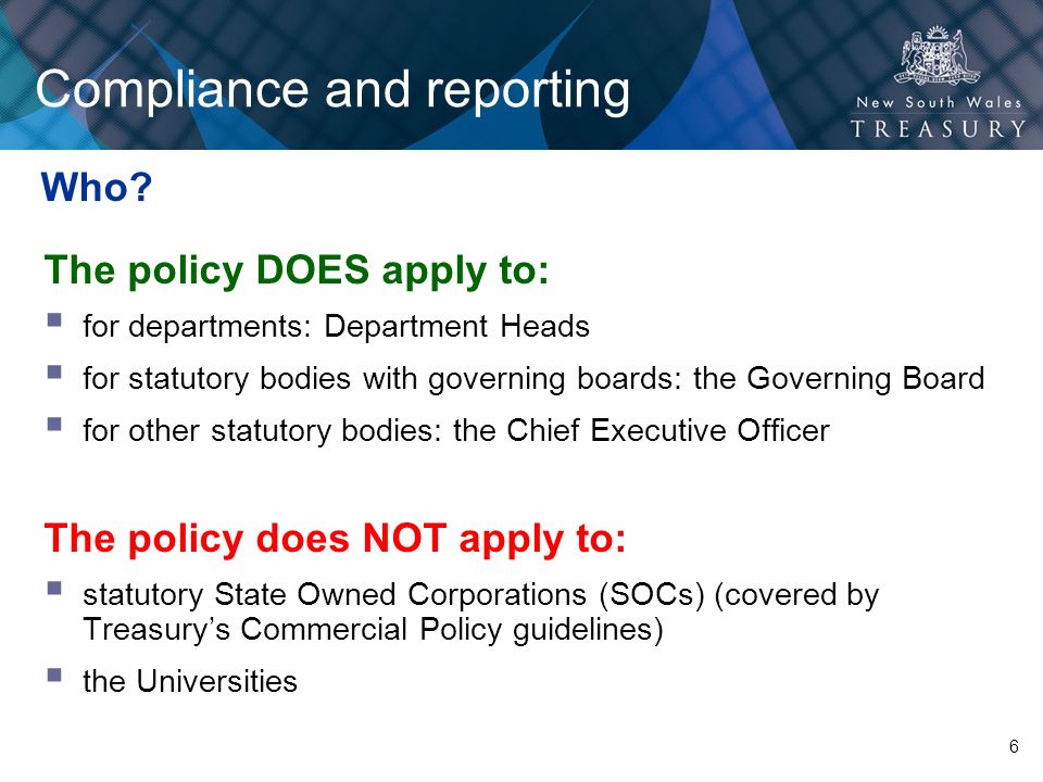 Compliance and reporting