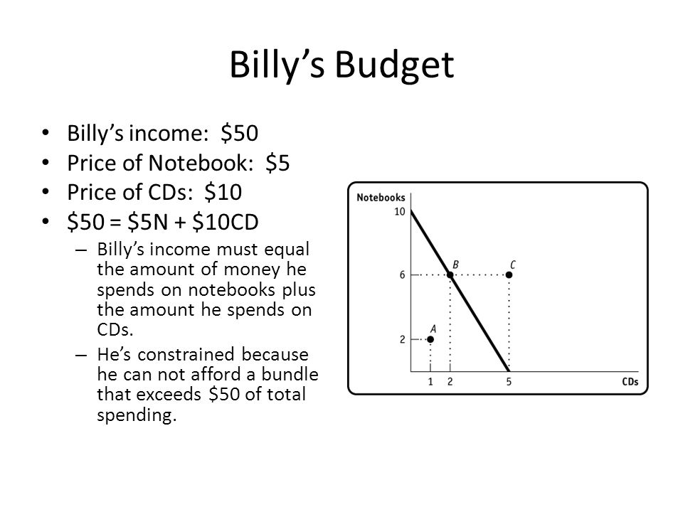 Billy’s Budget Billy’s income: $50 Price of Notebook: $5
