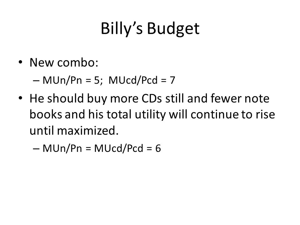 Billy’s Budget New combo: