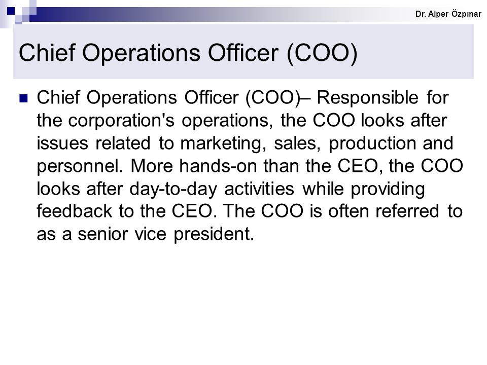 Chief Operations Officer (COO)