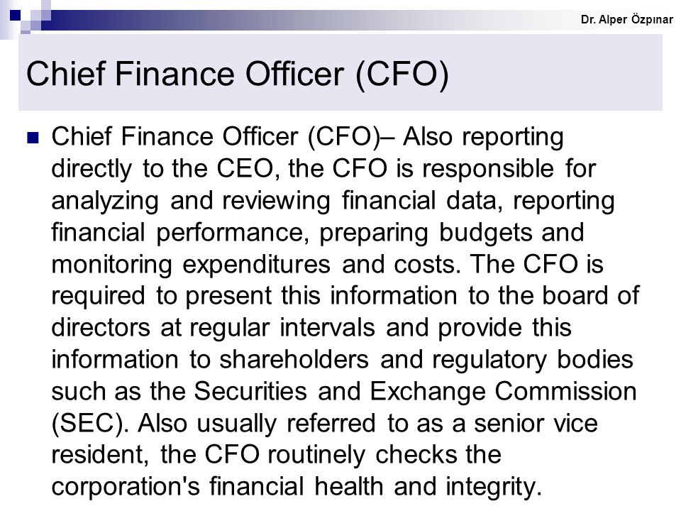 Chief Finance Officer (CFO)