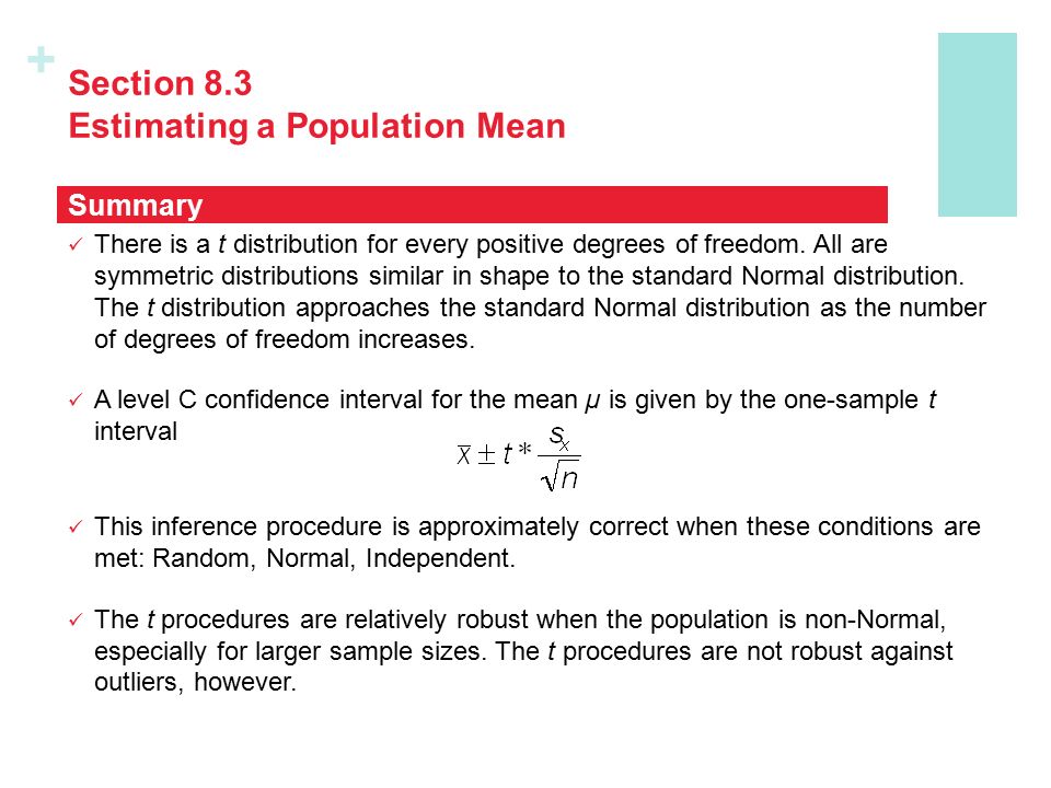 Section 8.3 Estimating a Population Mean