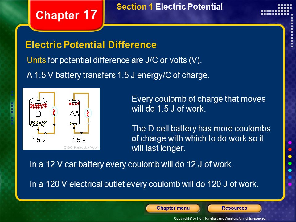 Chapter 17 Table Of Contents Section 1 Electric Potential Ppt Download