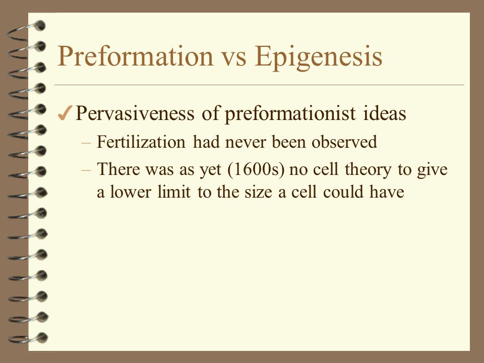 Preformation vs Epigenesis
