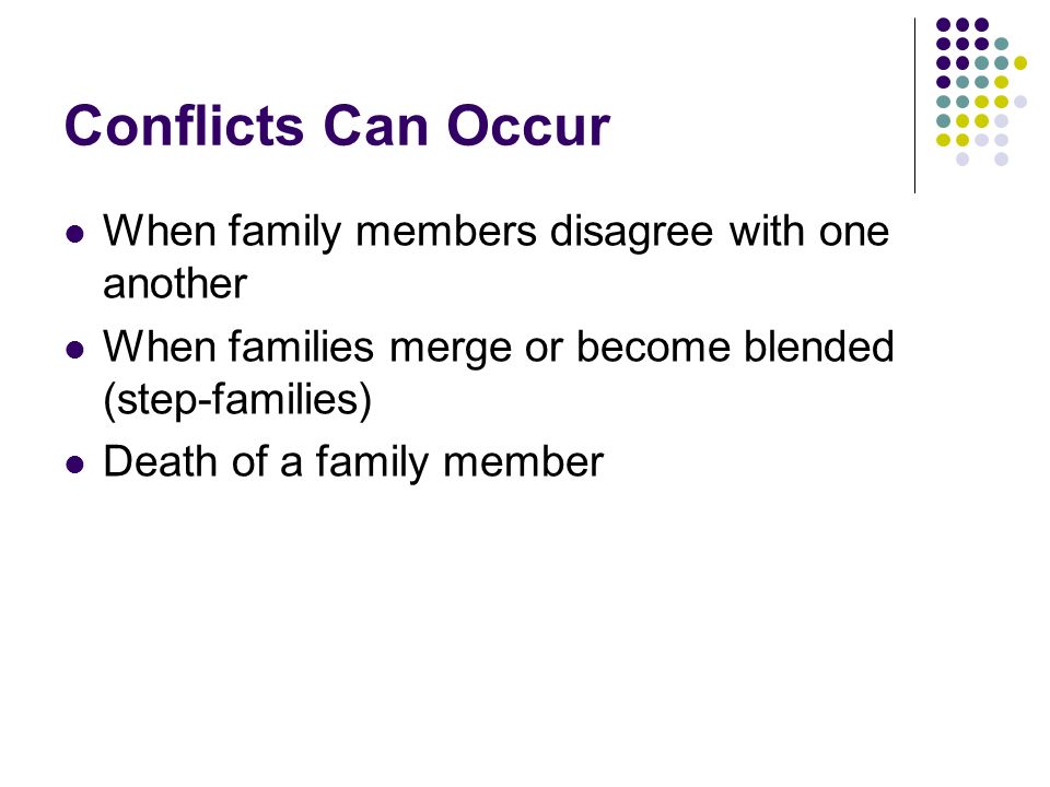 Conflicts Can Occur When family members disagree with one another
