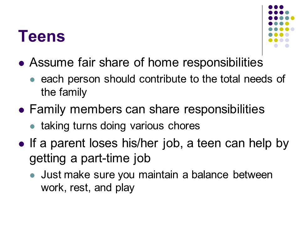 Teens Assume fair share of home responsibilities