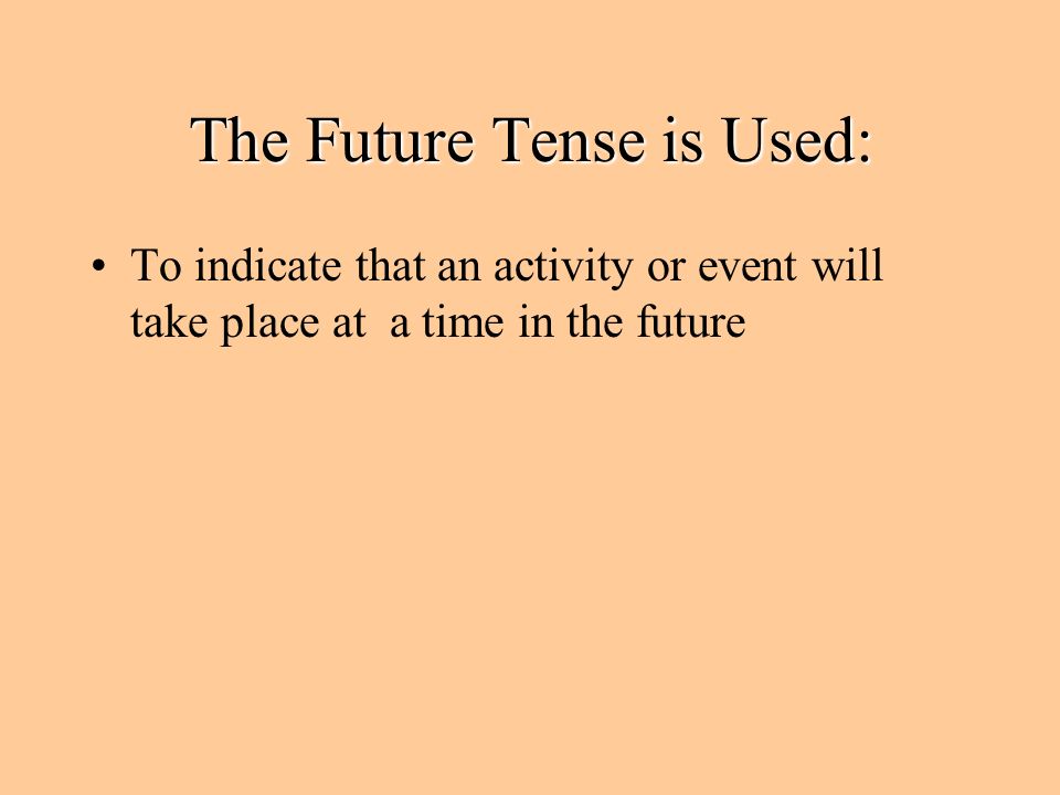 The Future Tense is Used: