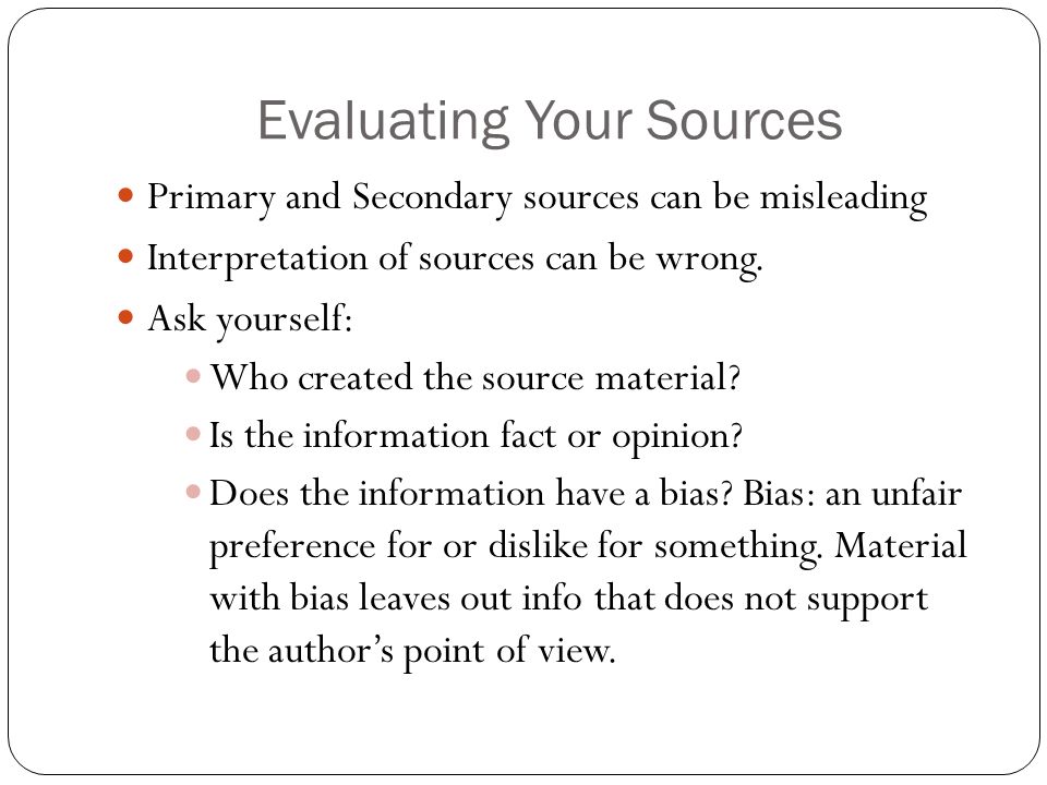 Evaluating Your Sources