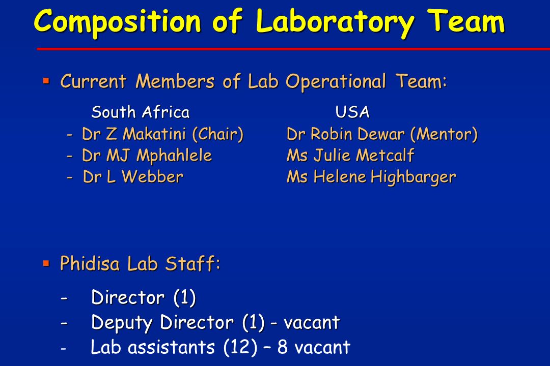 Composition of Laboratory Team