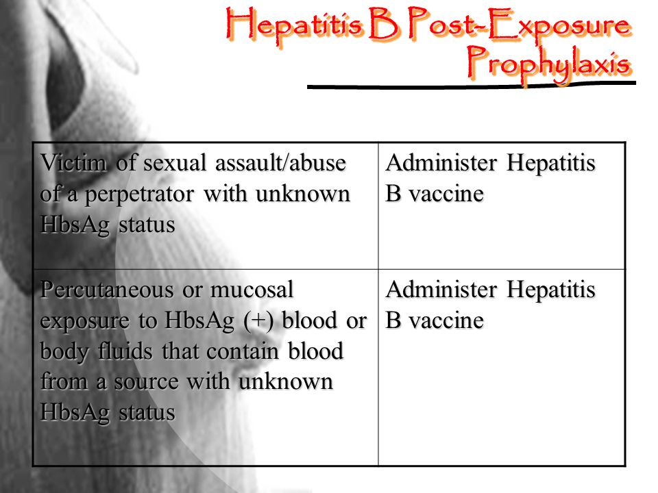 Hepatitis B Post-Exposure Prophylaxis