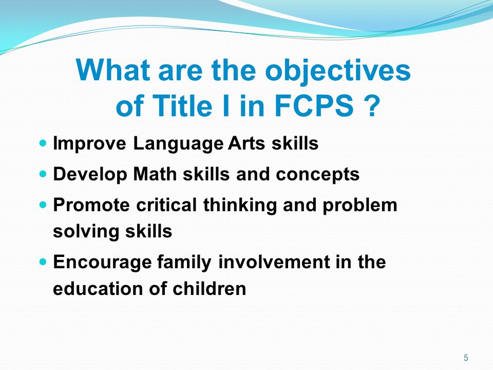 What are the objectives of Title I in FCPS