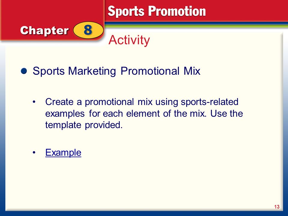 Activity Sports Marketing Promotional Mix