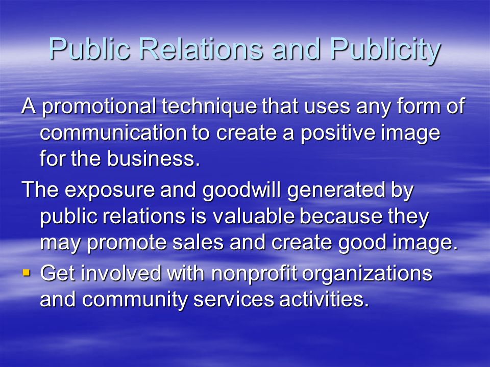 Public Relations and Publicity