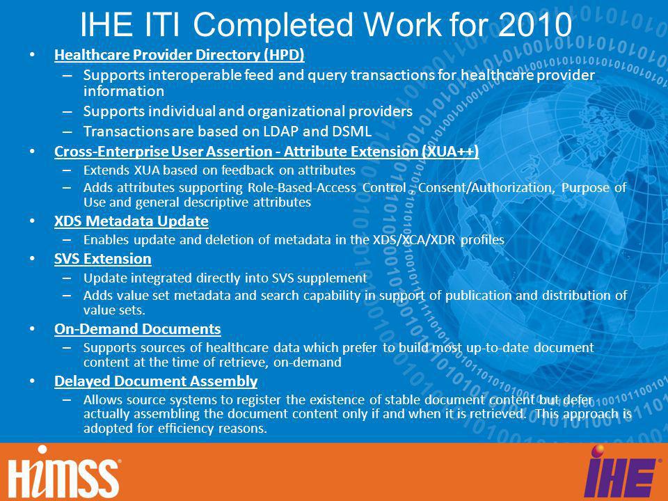 IHE ITI Completed Work for 2010