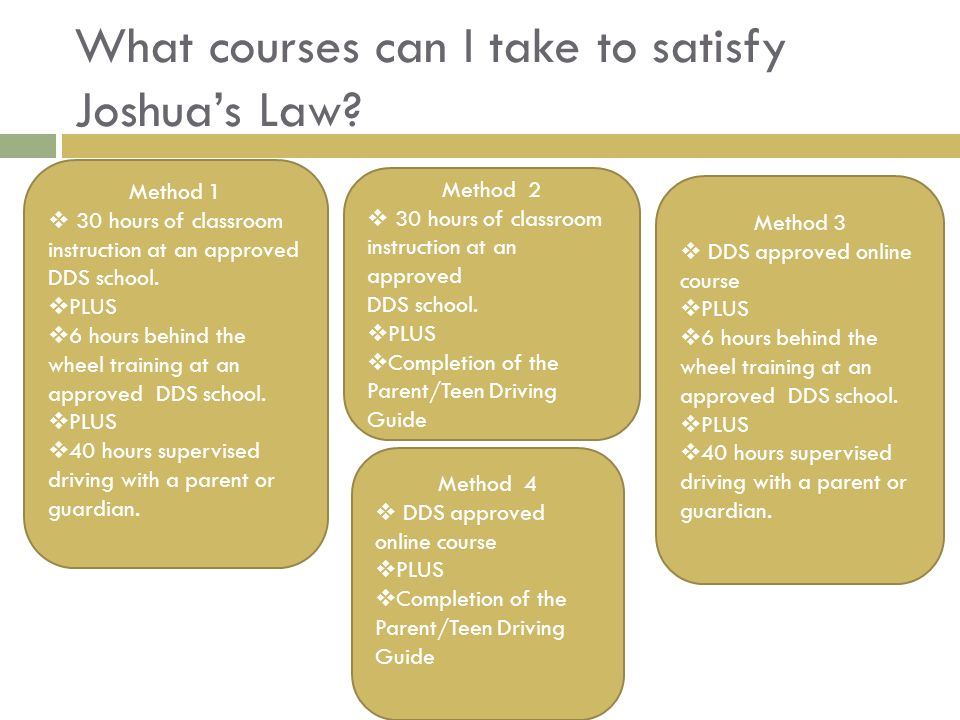 What courses can I take to satisfy Joshua’s Law