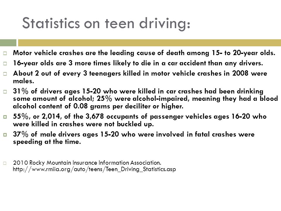 Statistics on teen driving: