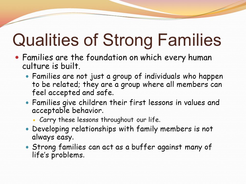 Qualities of Strong Families