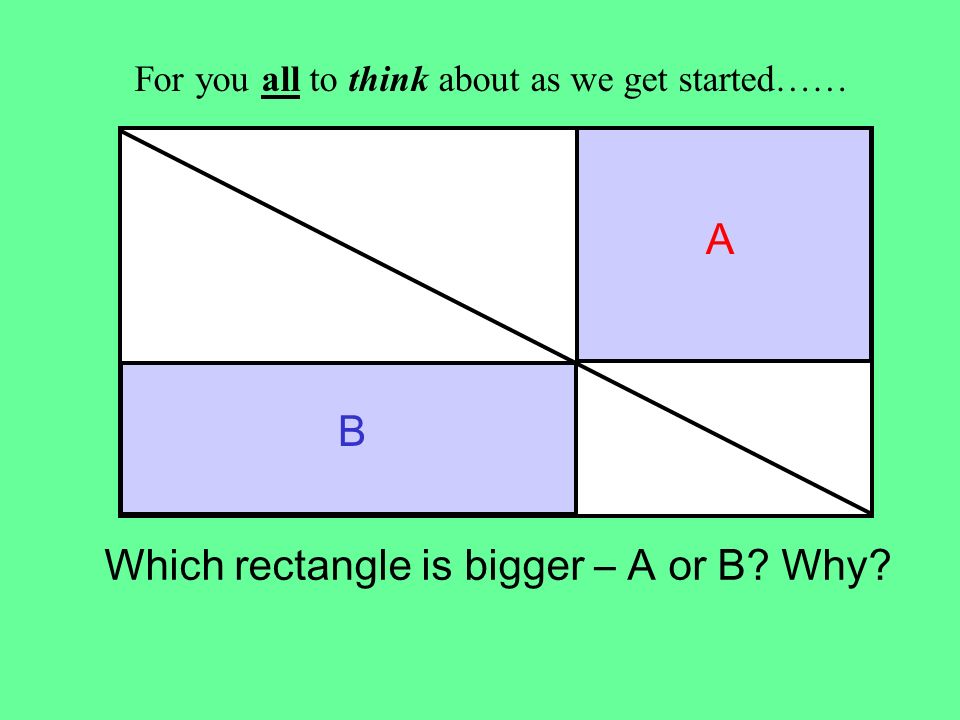 Which rectangle is bigger – A or B Why