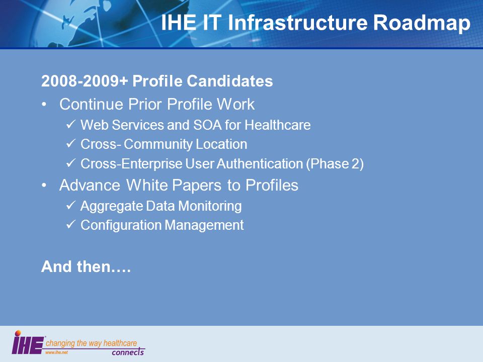 IHE IT Infrastructure Roadmap