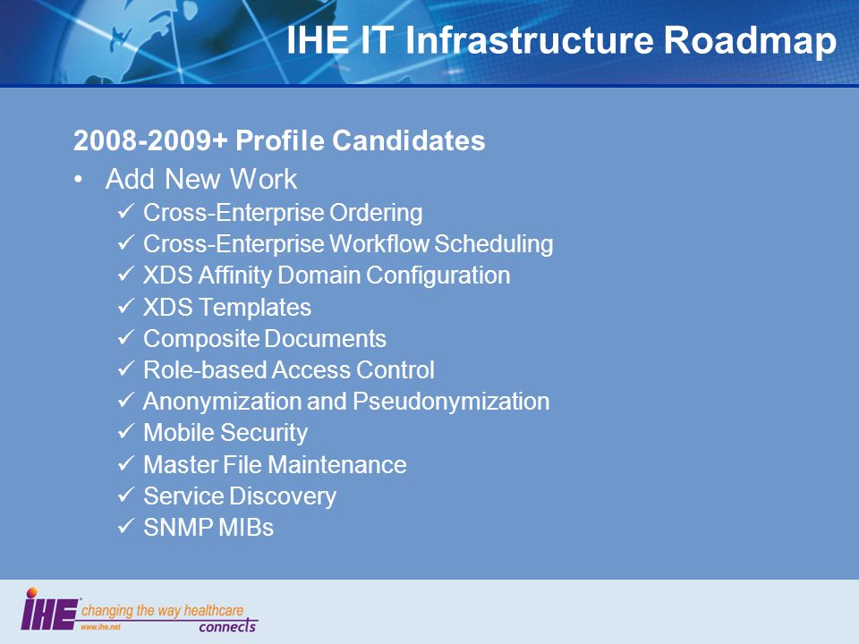 IHE IT Infrastructure Roadmap