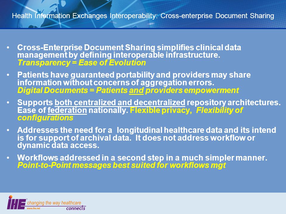 Health Information Exchanges Interoperability: Cross-enterprise Document Sharing