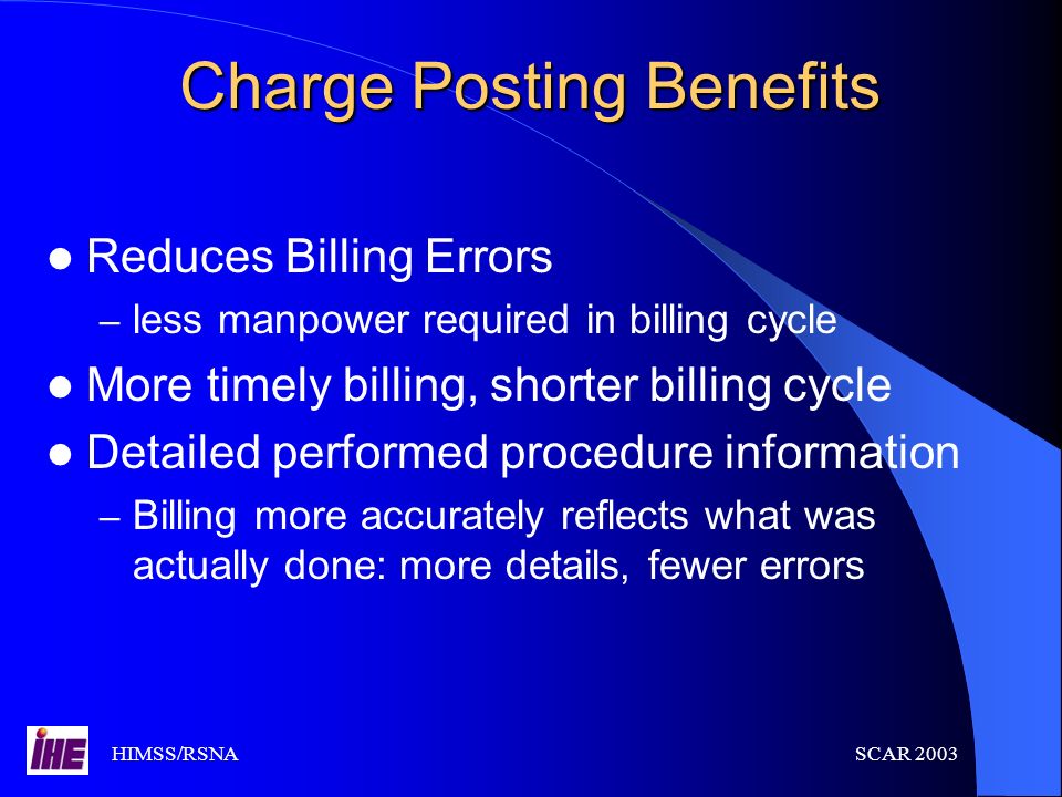 Charge Posting Benefits