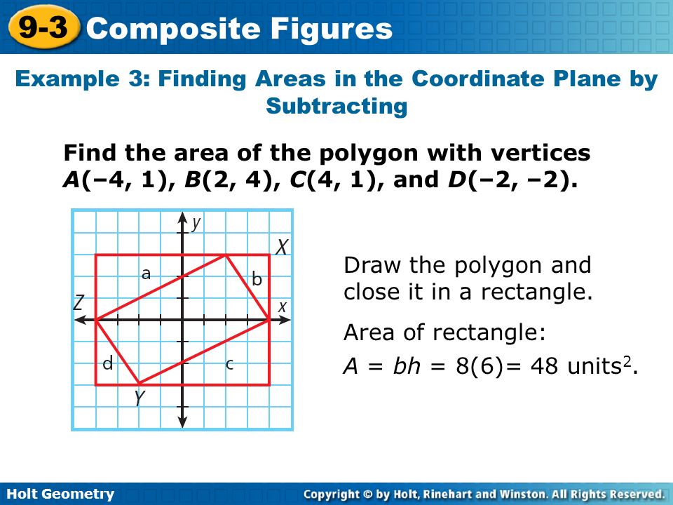 Example 3: Finding Areas in the Coordinate Plane by Subtracting