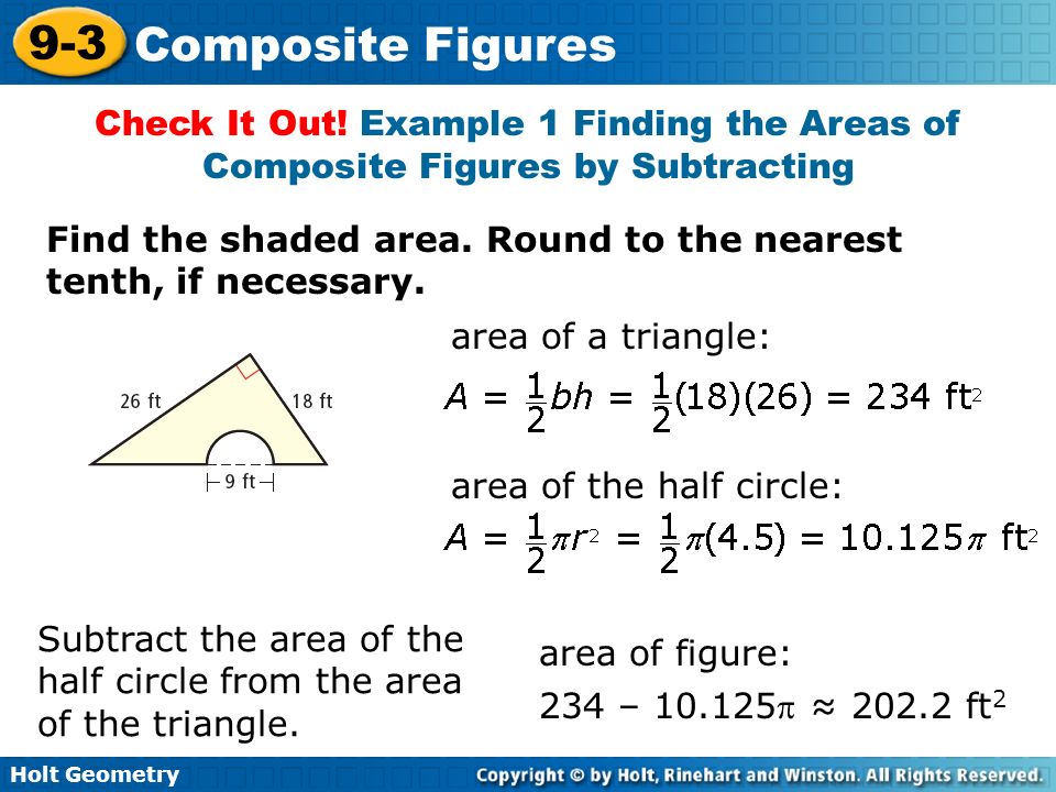 Check It Out! Example 1 Finding the Areas of Composite Figures by Subtracting