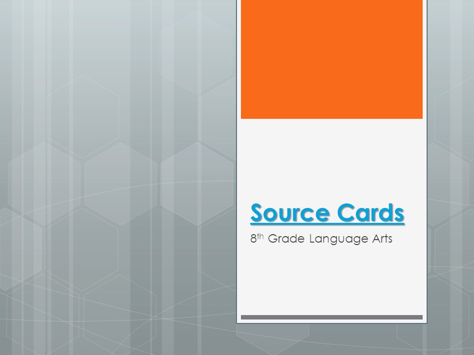 Source Cards 8th Grade Language Arts