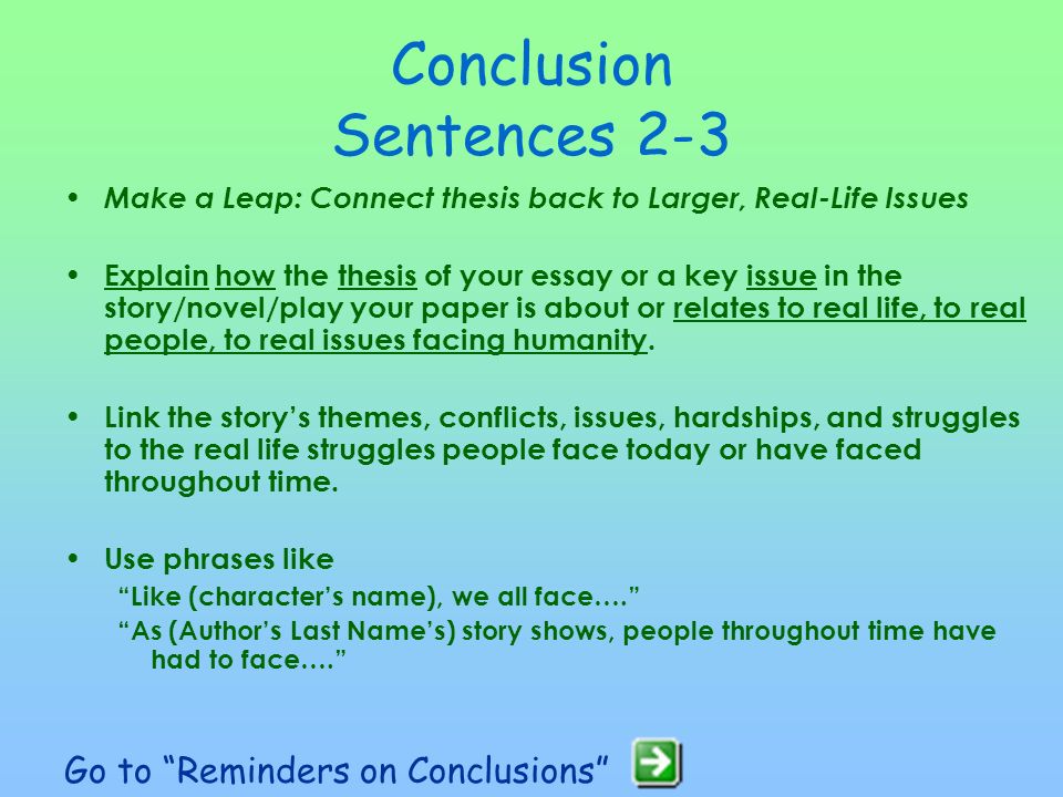 Conclusion Sentences 2-3