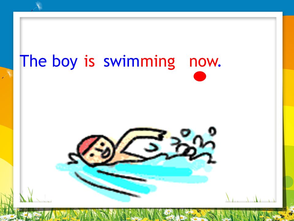 The boy is swim ming now.