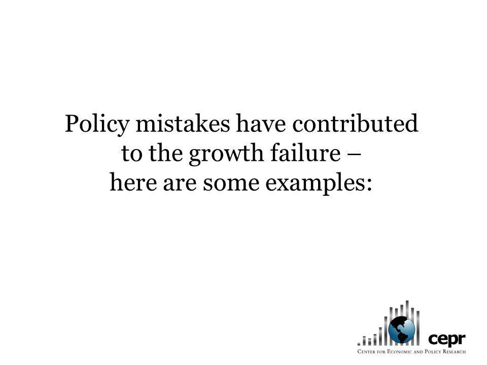 Policy mistakes have contributed to the growth failure – here are some examples: