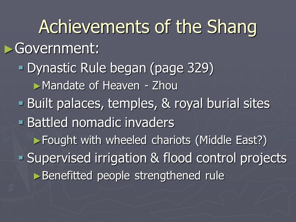 Achievements of the Shang