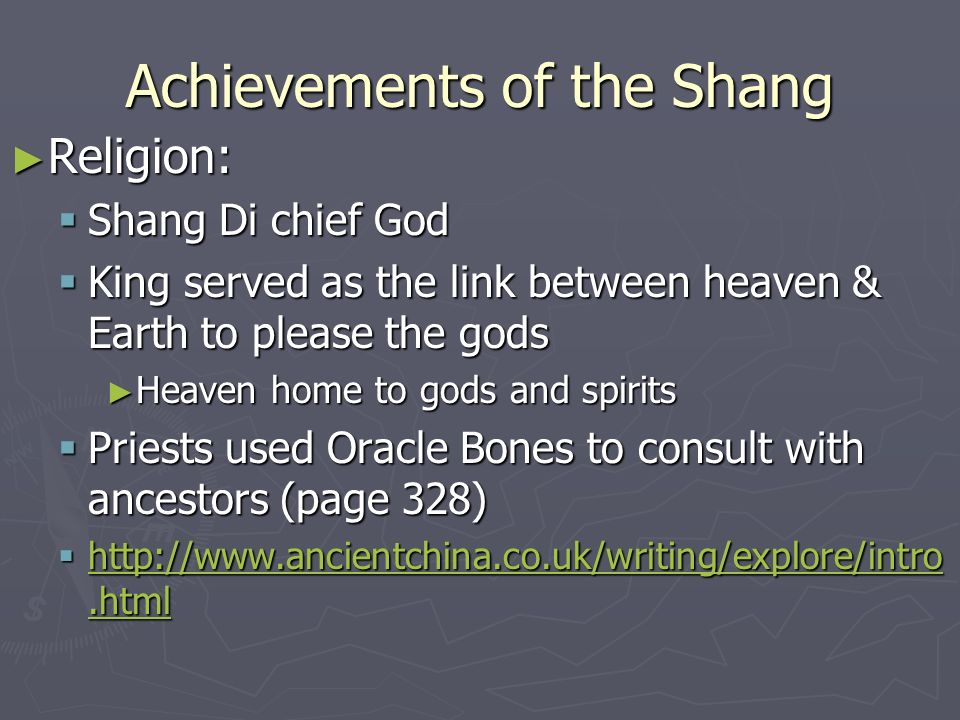 Achievements of the Shang