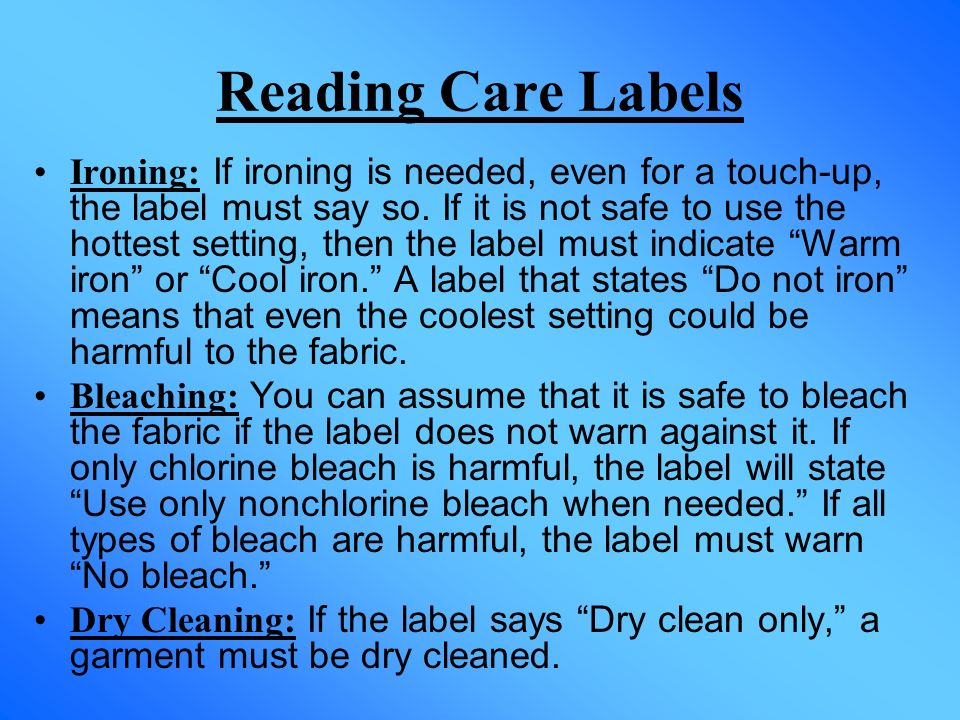 Reading Care Labels