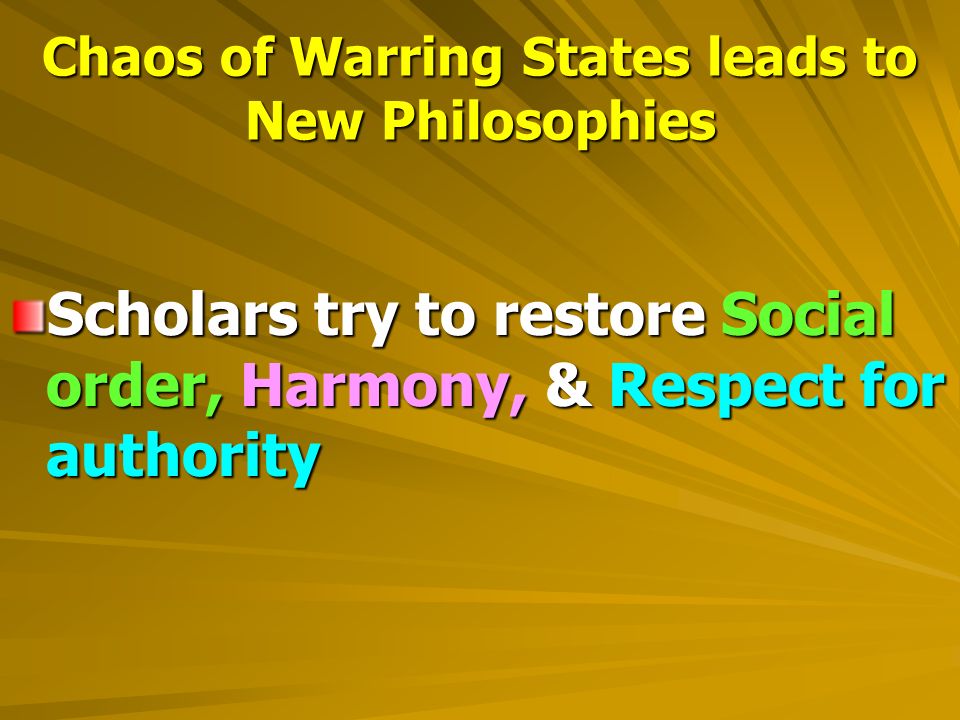 Chaos of Warring States leads to New Philosophies