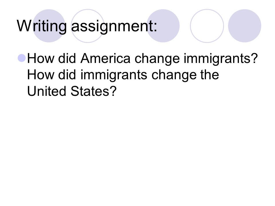 Writing assignment: How did America change immigrants.
