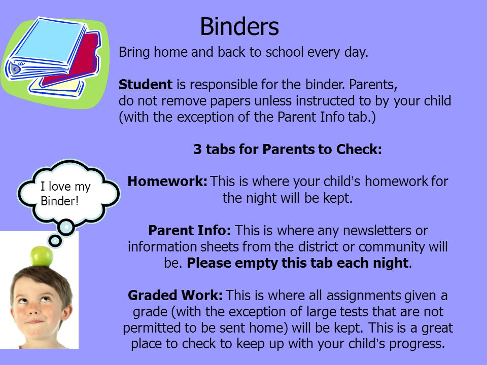 3 tabs for Parents to Check: