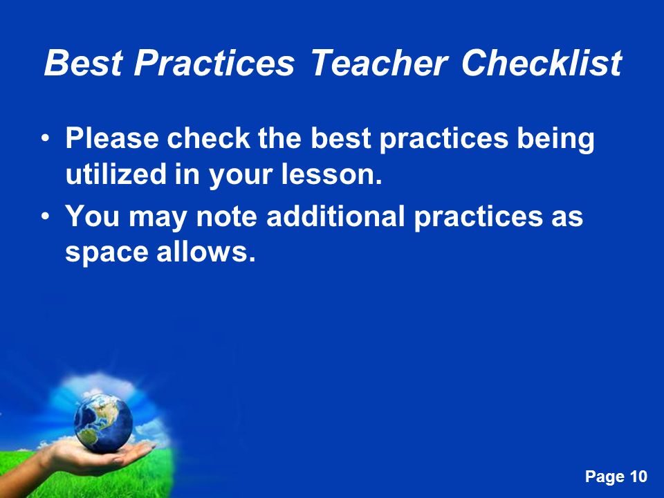 Best Practices Teacher Checklist