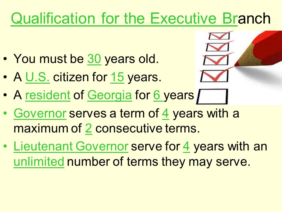 Qualification for the Executive Branch
