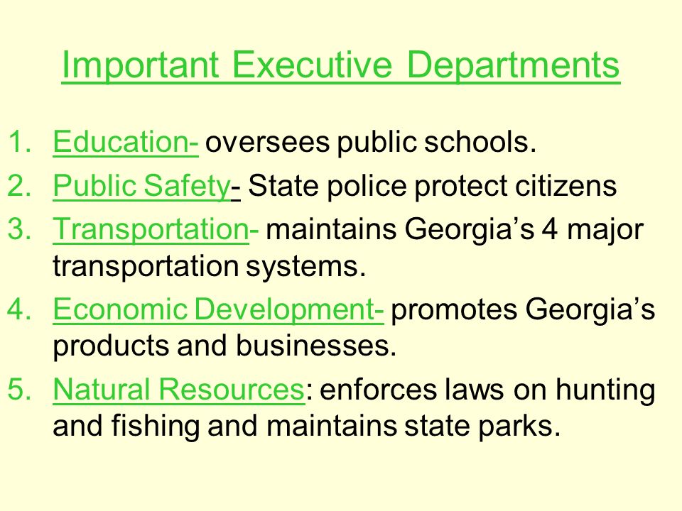 Important Executive Departments